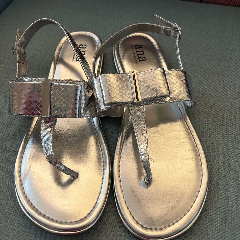 Ana Silver Bow Sandals